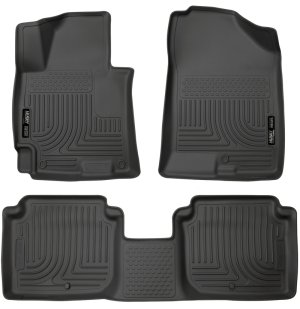 Hyundai Elantra Floor Liners - Front + Rear - Husky Liners - WeatherBeater - Black - `14-`16